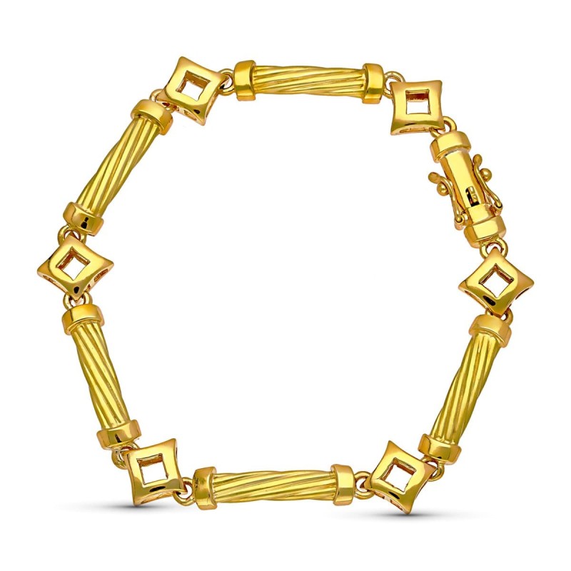 Pulsera Oro Amarillo Mate Y Brillo oro 18k