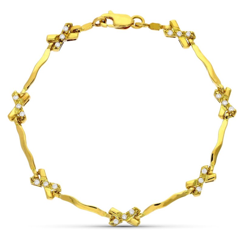 Pulsera Oro Amarillo Y Circonitas oro 18k