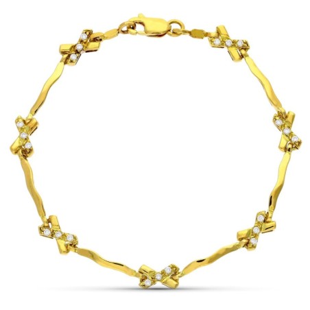 Pulsera Oro Amarillo Y Circonitas oro 18k