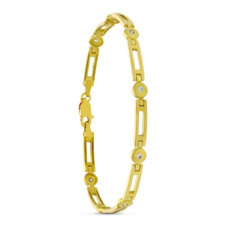 Pulsera Oro Amarillo Circonita Mate Y Brillo oro 18k