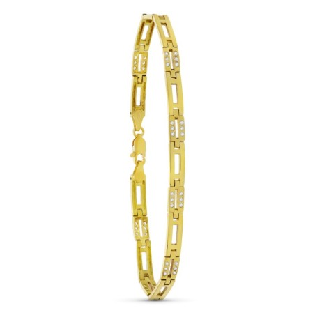 Pulsera Oro Amarillo Circonita Mate Y Brillo oro 18k