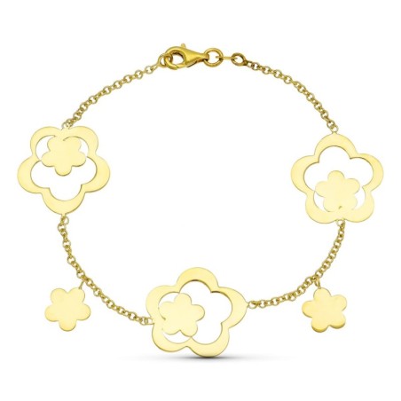 Pulsera Oro Amarillo Flores oro 18k