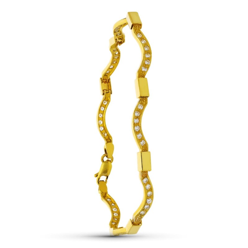 Pulsera Oro Amarillo Ondas Oro Y Circonitas oro 18k