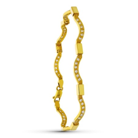 Pulsera Oro Amarillo Ondas Oro Y Circonitas oro 18k