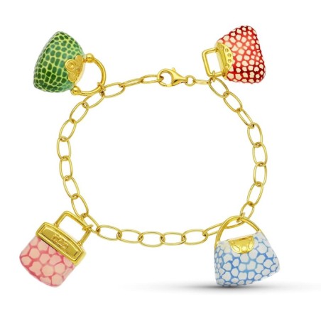 Pulsera Oro Amarillo Fetiches Esmalte oro 18k