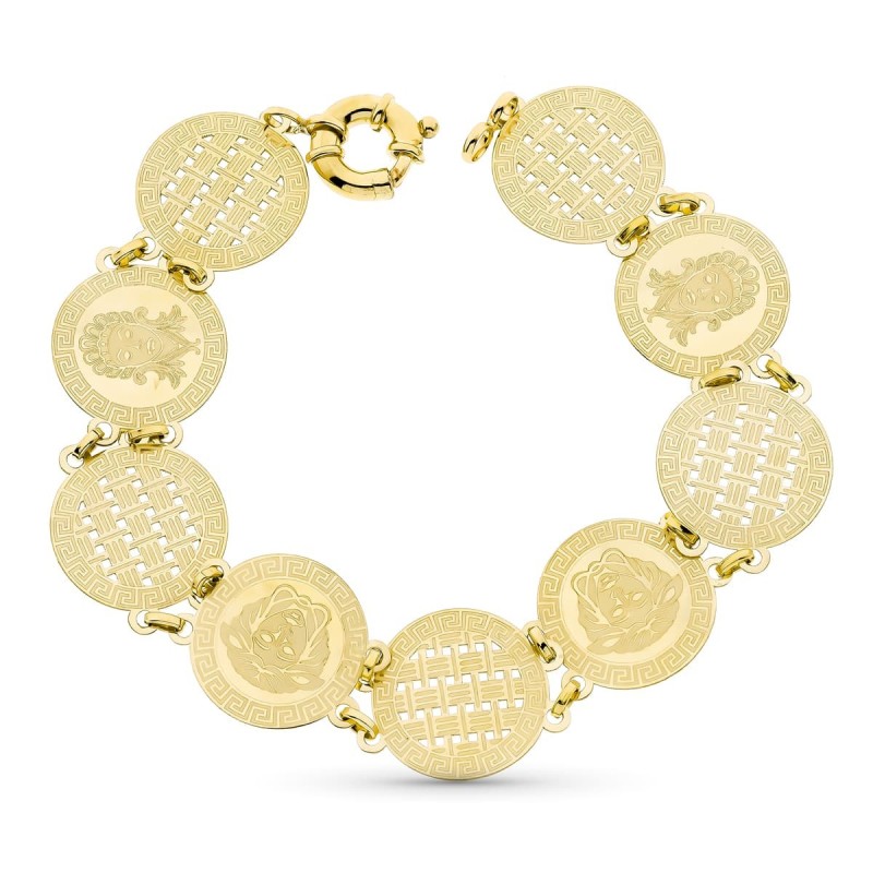 Pulsera Oro Amarillo Moneda Laser. 20Cm oro 18k