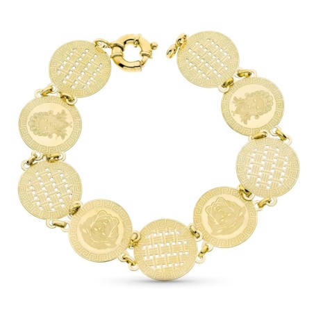 Pulsera Oro Amarillo Moneda Laser. 20Cm oro 18k