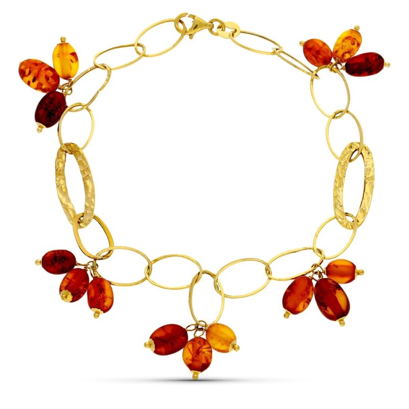 Pulsera Oro Amarillo Eslabones Y Piedras oro 18k