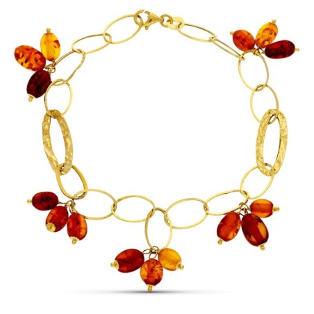 Pulsera Oro Amarillo Eslabones Y Piedras oro 18k
