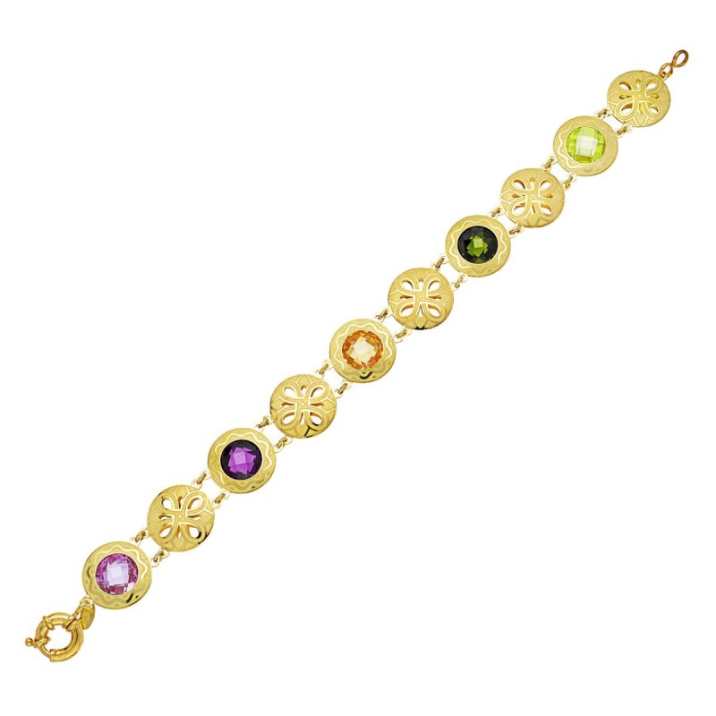 Pulsera Oro Amarillo Laser Piedras Color oro 18k