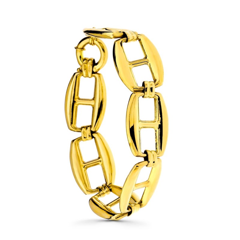 Pulsera Oro Amarillo Barco Hueca Grande oro 18k
