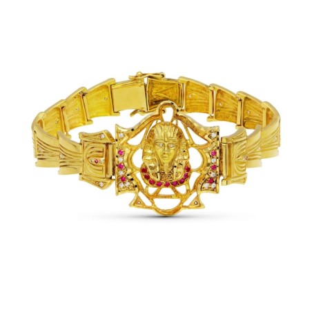 Pulsera Oro Amarillo Cabeza Egipcio Circonitas oro 18k