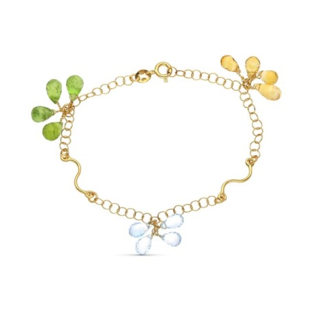 Pulsera Oro Amarillo Piedras Colores. oro 18k