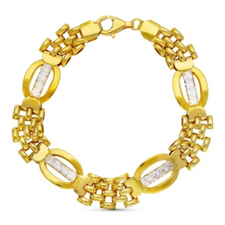 Pulsera Oro Amarillo Panter Y Circonitas oro 18k