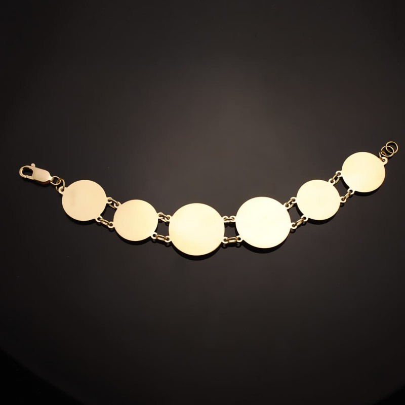 Pulsera Oro Amarillo Con Medusas De 25 Y 20 Mm En Brillo Largo 20.5 Cm oro 18k