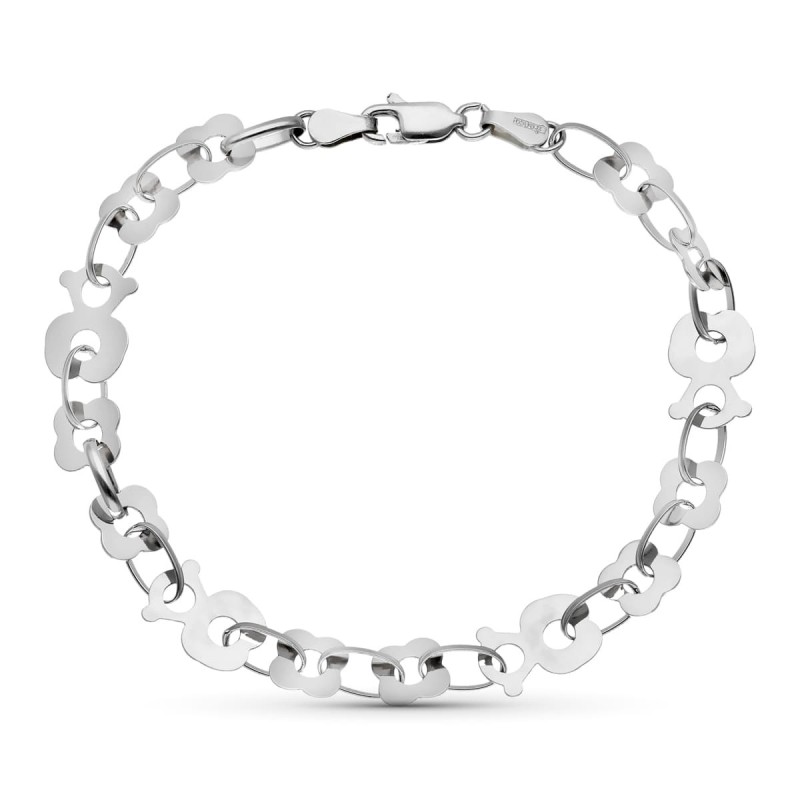 Pulsera Oro Blanco Eslabones Osos 19Cm oro 18k