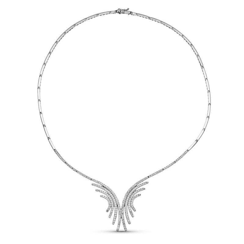 Gargantilla Oro Blanco Circonita Motivo oro 18k
