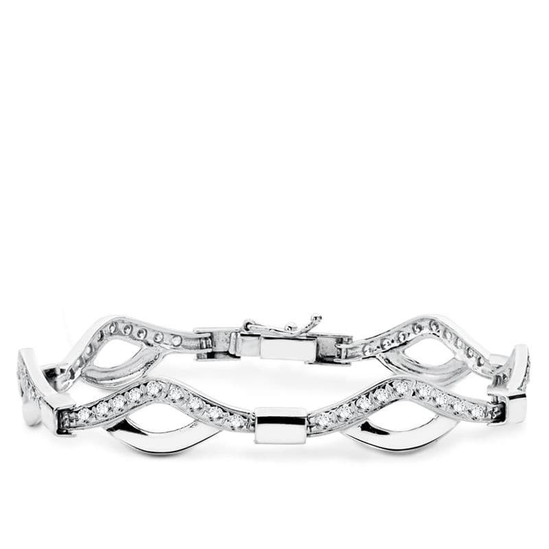 Pulsera Oro Blanco Circonita 18.5Cm oro 18k