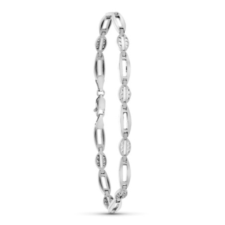 Pulsera Oro Blanco Mate Brillo Circonitas oro 18k