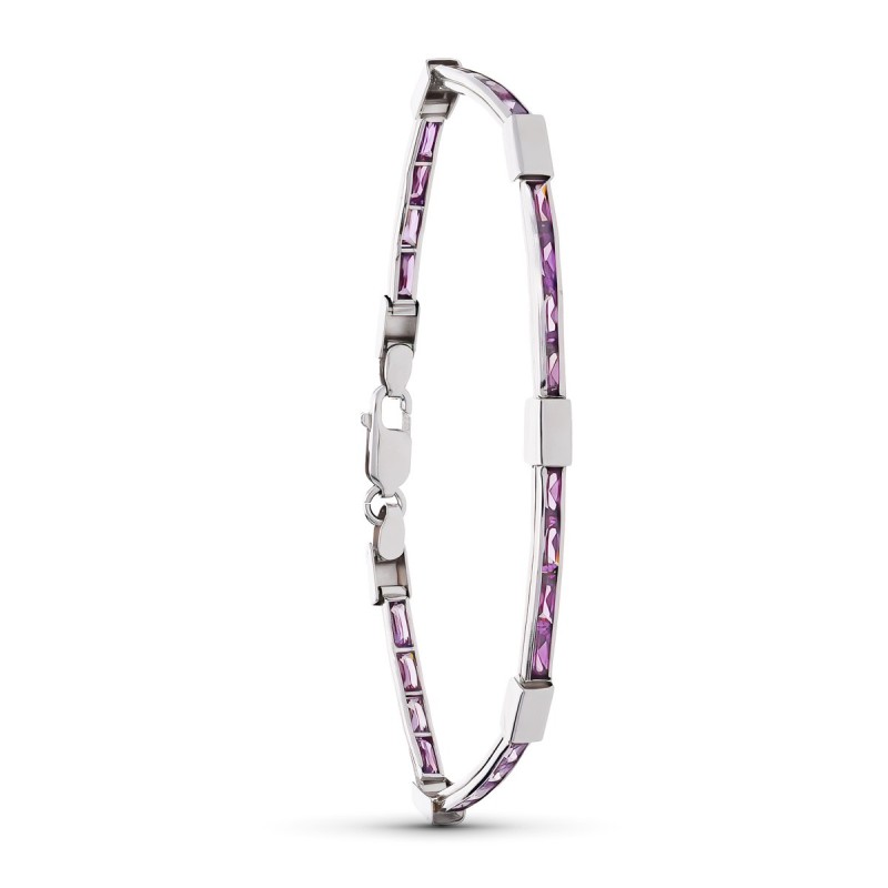 Pulsera Oro Blanco Amatista 18Cm oro 18k