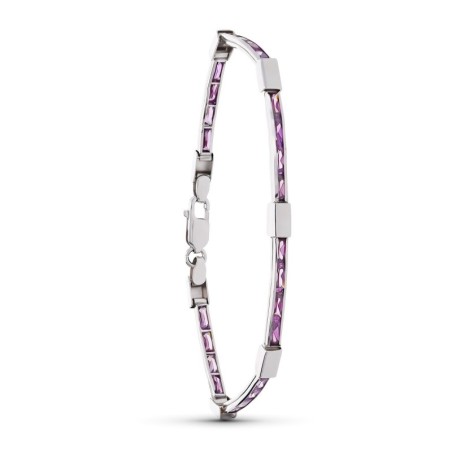 Pulsera Oro Blanco Amatista 18Cm oro 18k