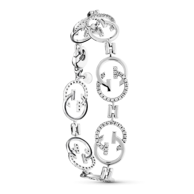 Pulsera Oro Blanco Con Circonita 19Cm oro 18k
