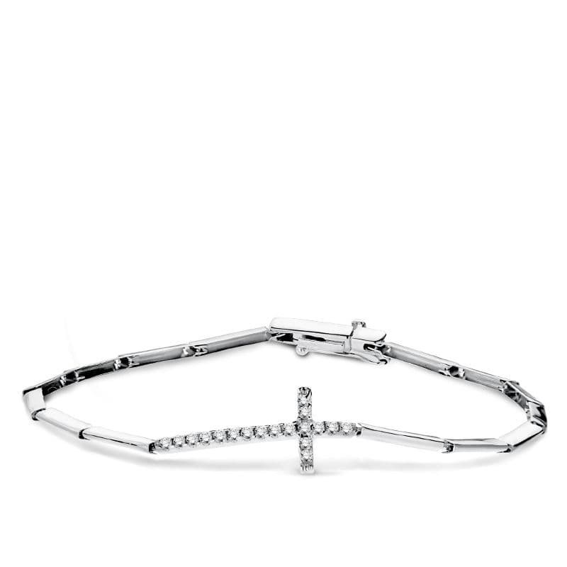 Pulsera Oro Blanco Cruz 19.5 Cm oro 18k
