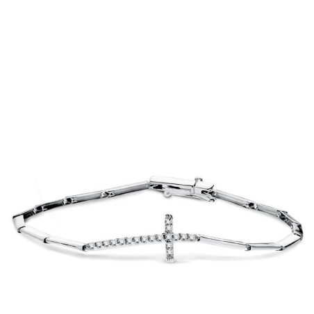 Pulsera Oro Blanco Cruz 19.5 Cm oro 18k
