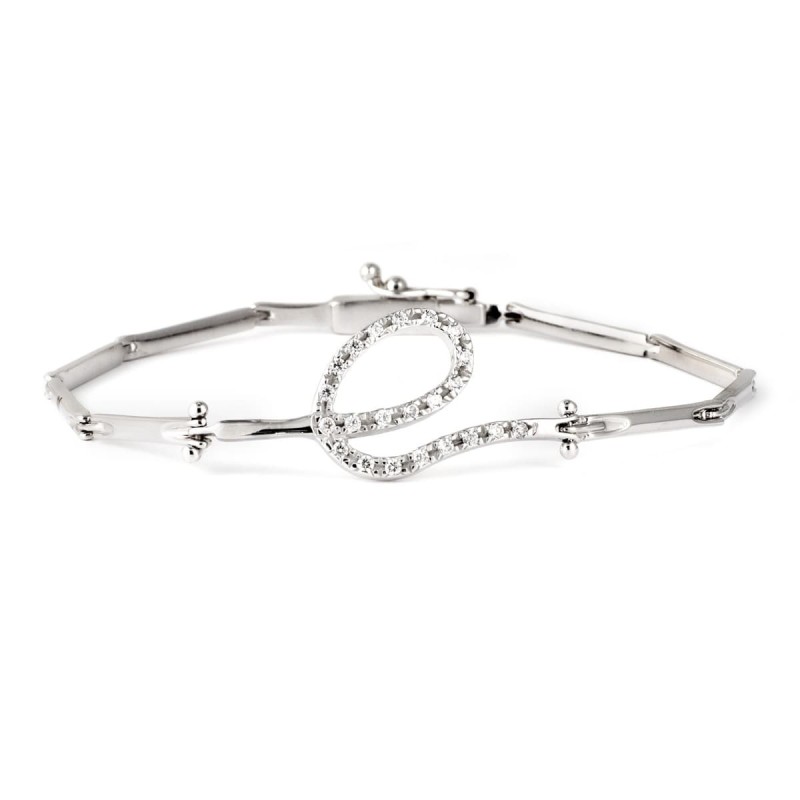 Pulsera Oro Blanco Eslabones Con Circonitas oro 18k