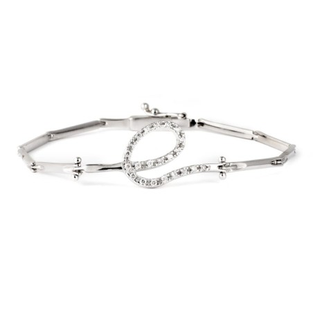 Pulsera Oro Blanco Eslabones Con Circonitas oro 18k