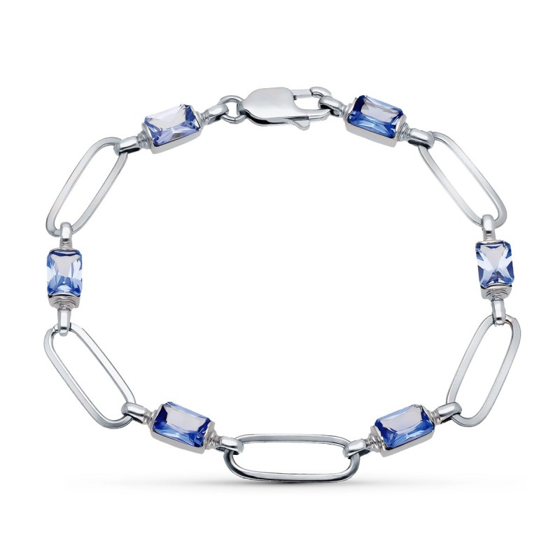 Pulsera Oro Blanco Piedras 19.5 Cm oro 18k