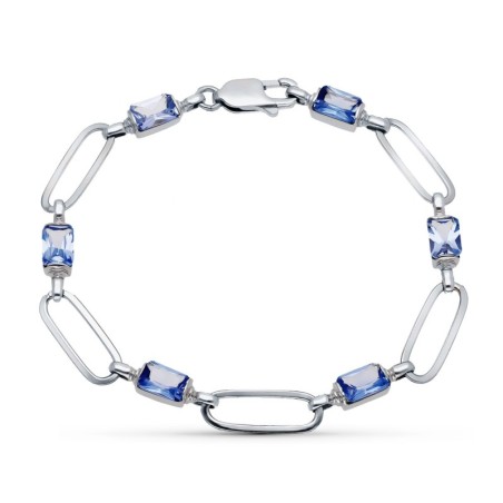 Pulsera Oro Blanco Piedras 19.5 Cm oro 18k