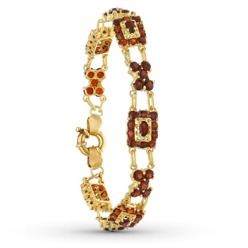 Pulsera Oro Amarillo Granates 19Cm oro 18k