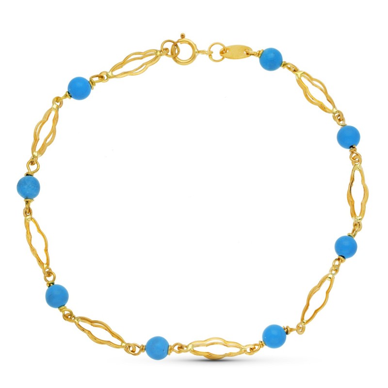 Pulsera Oro Amarillo Turquesa 4 Mm 18.5Cm oro 18k