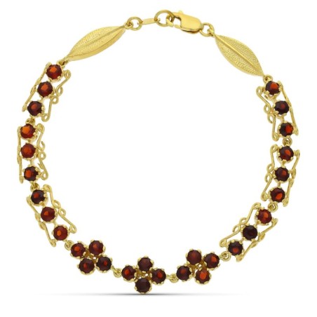 Pulsera Oro Amarillo Y Granates 19Cm oro 18k