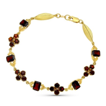Pulsera Oro Amarillo Granates 19Cm oro 18k