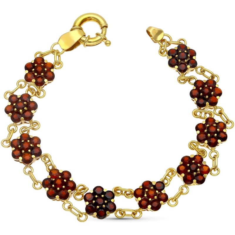 Pulsera Oro Amarillo Cuajos De Granates oro 18k