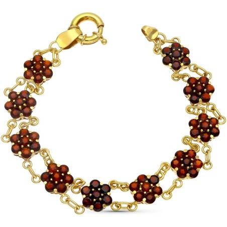 Pulsera Oro Amarillo Cuajos De Granates oro 18k