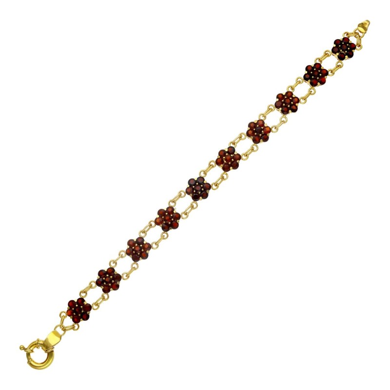 Pulsera Oro Amarillo Cuajos De Granates oro 18k