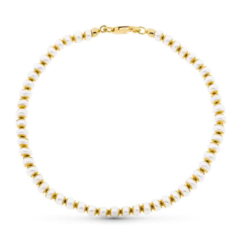 Pulsera Oro Amarillo Perla 18.5 Cm oro 18k