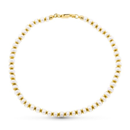 Pulsera Oro Amarillo Perla 18.5 Cm oro 18k
