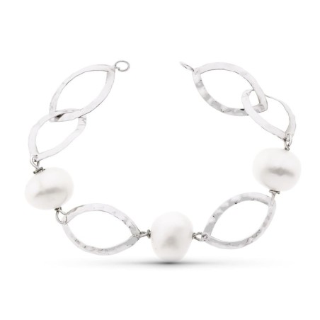 Pulsera Oro Blanco 18Cm Perla Cultivadas 14 Mm oro 18k