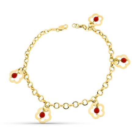 Pulsera Oro Amarillo Flor Coral oro 18k