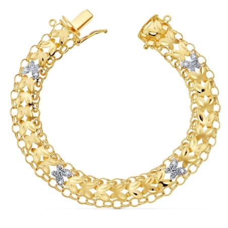 Pulsera Princesa Bicolor 20Cm Ancho 10 Mm oro 18k
