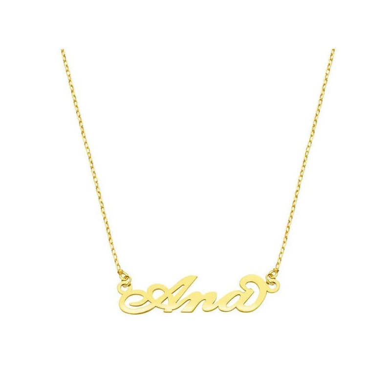 Gargantilla Oro Amarillo Nombre Personalizado 3 Letras. Cadena 45Cm oro 18k