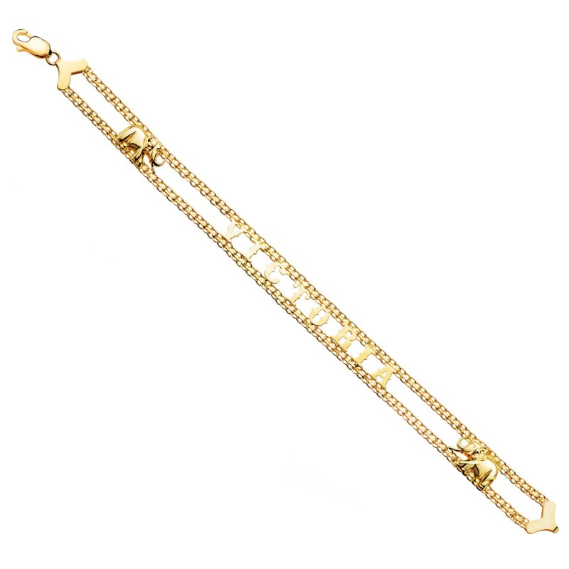 Pulsera Oro Amarillo Nombre Elefantes. Ancho: 10Mm. Largo: 19Cm oro 18k