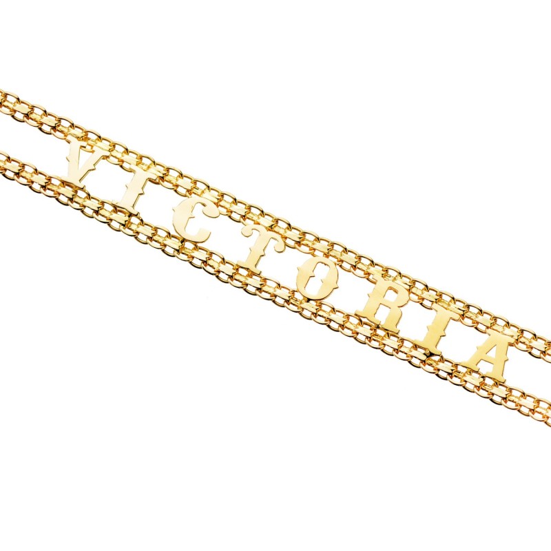 Pulsera Oro Amarillo Nombre Elefantes. Ancho: 10Mm. Largo: 19Cm oro 18k