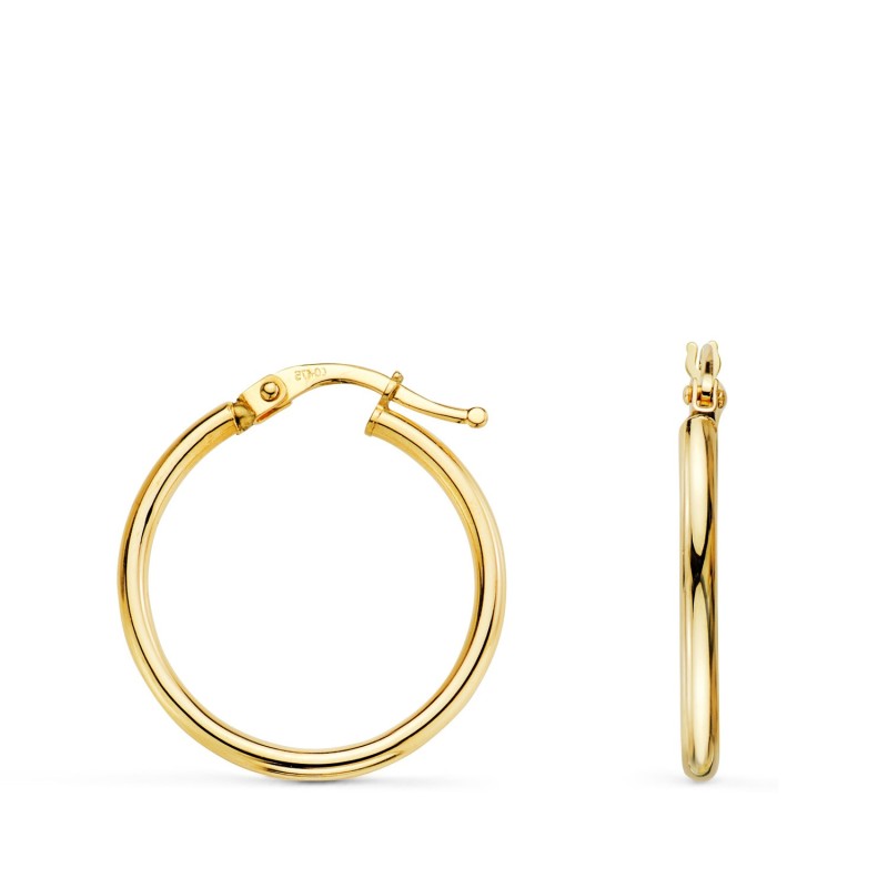 Aros Oro Amarillo Huecos Redondos Tubo Redondo 24 Mm. Grosor 2 Mm oro 18k