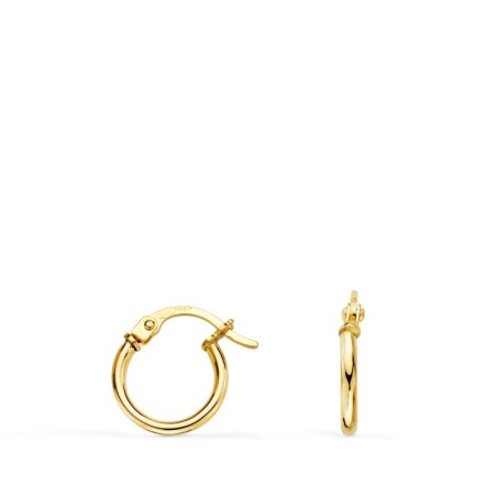 Pendientes Aros Criollas Oro Amarillo Huecos Redondos Tubo Redondo 11 Mm. Grosor 1,5 Mm oro 18k