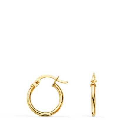 Pendientes Aros Criollas Oro Amarillo Huecos Redondos Tubo Redondo 13 Mm. Grosor 1,5 Mm oro 18k